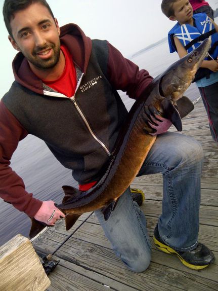 MATHIEU AND HIS CATCH: A NICE STURGEON
